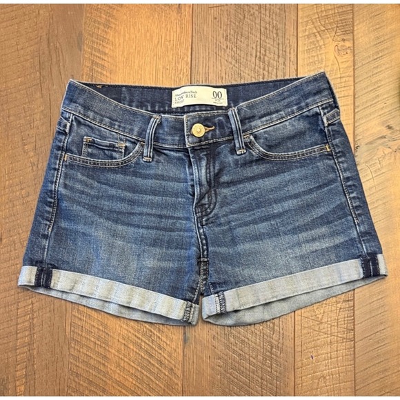 Abercrombie & Fitch Pants - Abercrombie & Fitch Womens Low Rise Denim Shorts Cuffed Blue Y2K RN75654 Size 00